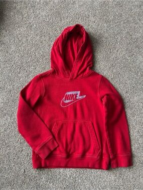 Nike Red Kids Pullover Hoodie with Logo